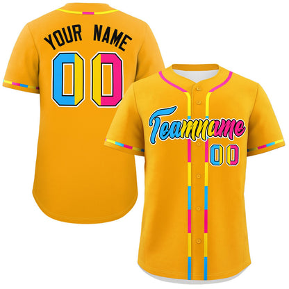 Custom Yellow Pansexuality For Pride Month Classic Style Authentic Baseball Jersey