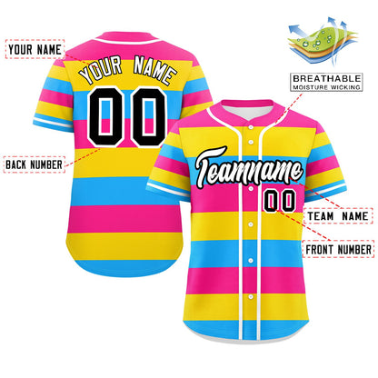 Custom Pink Gold-Powder Blue Pansexuality For Pride Month Color Block Authentic Baseball Jersey