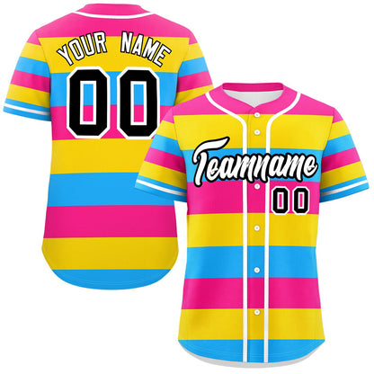 Custom Pink Gold-Powder Blue Pansexuality For Pride Month Color Block Authentic Baseball Jersey