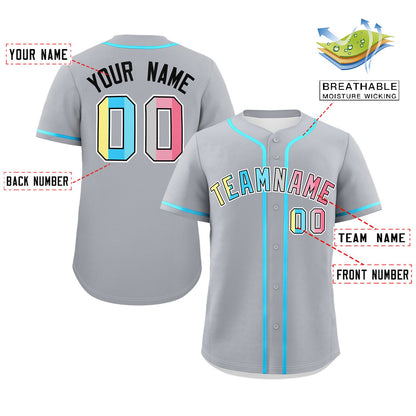 Custom Gray Genderflux For Pride Month Classic Style Authentic Baseball Jersey