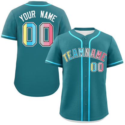 Custom Aqua Genderflux For Pride Month Classic Style Authentic Baseball Jersey