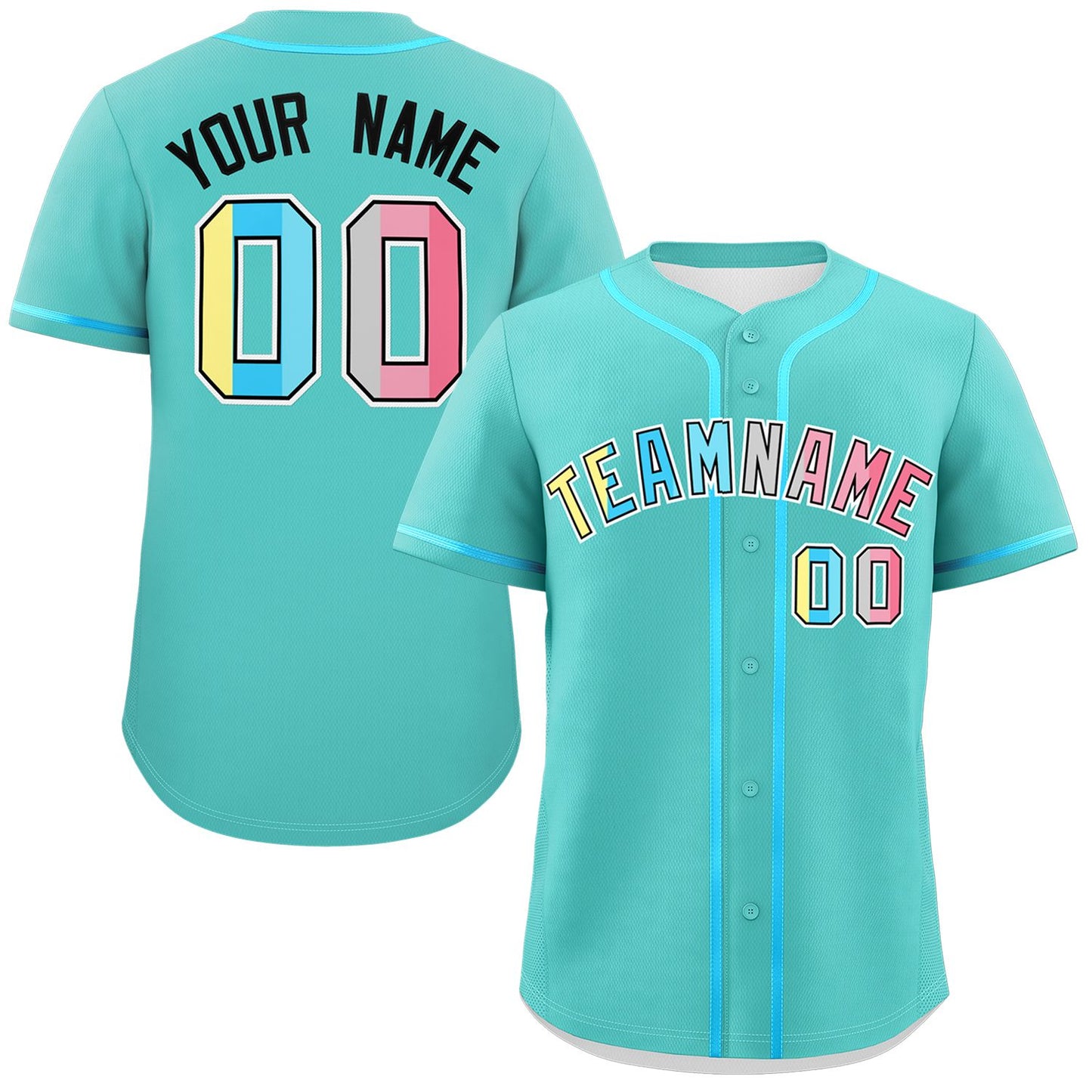 Custom Aqua Genderflux For Pride Month Classic Style Authentic Baseball Jersey