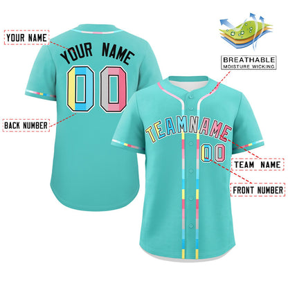 Custom Aqua Genderflux For Pride Month Classic Style Authentic Baseball Jersey