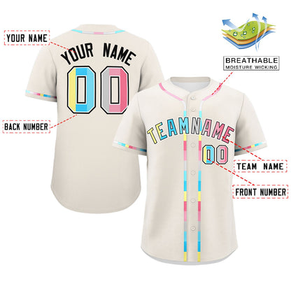 Custom Cream Genderflux For Pride Month Classic Style Authentic Baseball Jersey