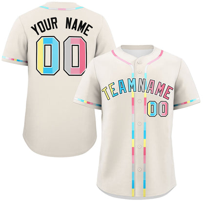 Custom Cream Genderflux For Pride Month Classic Style Authentic Baseball Jersey