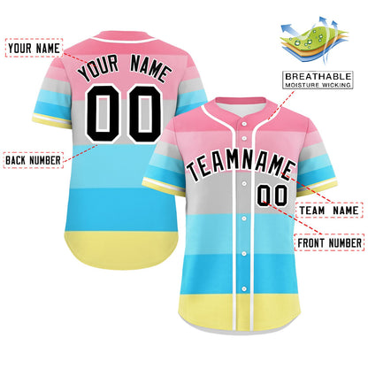 Custom Rainbow Genderflux For Pride Month Color Block Authentic Baseball Jersey