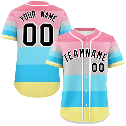 Custom Rainbow Genderflux For Pride Month Color Block Authentic Baseball Jersey