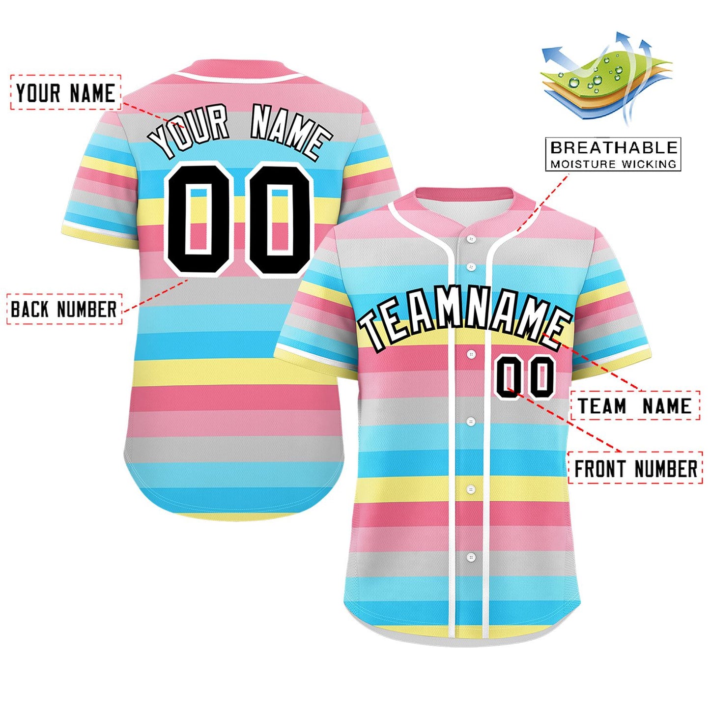 Custom Rainbow Genderflux For Pride Month Color Block Authentic Baseball Jersey