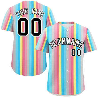 Custom Rainbow Genderflux For Pride Month Color Block Authentic Baseball Jersey