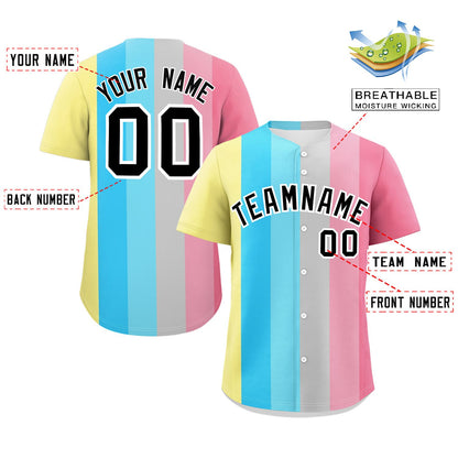 Custom Rainbow Genderflux For Pride Month Color Block Authentic Baseball Jersey