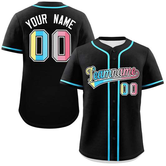 Custom Black Genderflux For Pride Month Classic Style Authentic Baseball Jersey