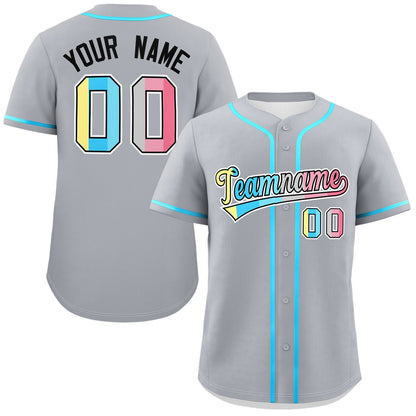 Custom Gray Genderflux For Pride Month Classic Style Authentic Baseball Jersey