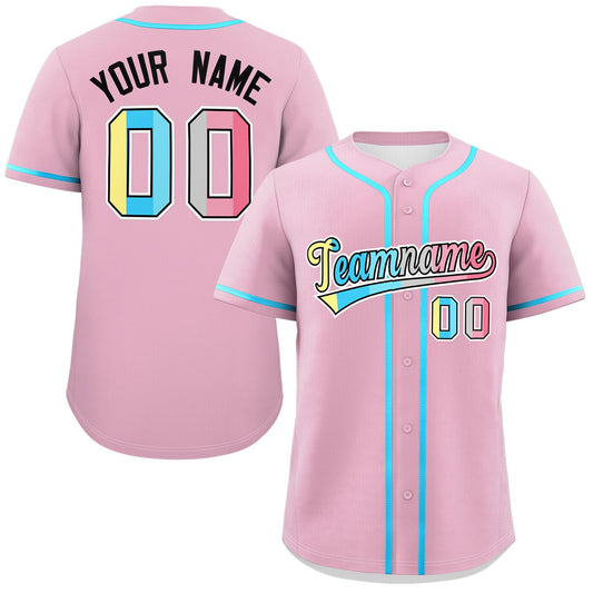 Custom Light Pink Genderflux For Pride Month Classic Style Authentic Baseball Jersey