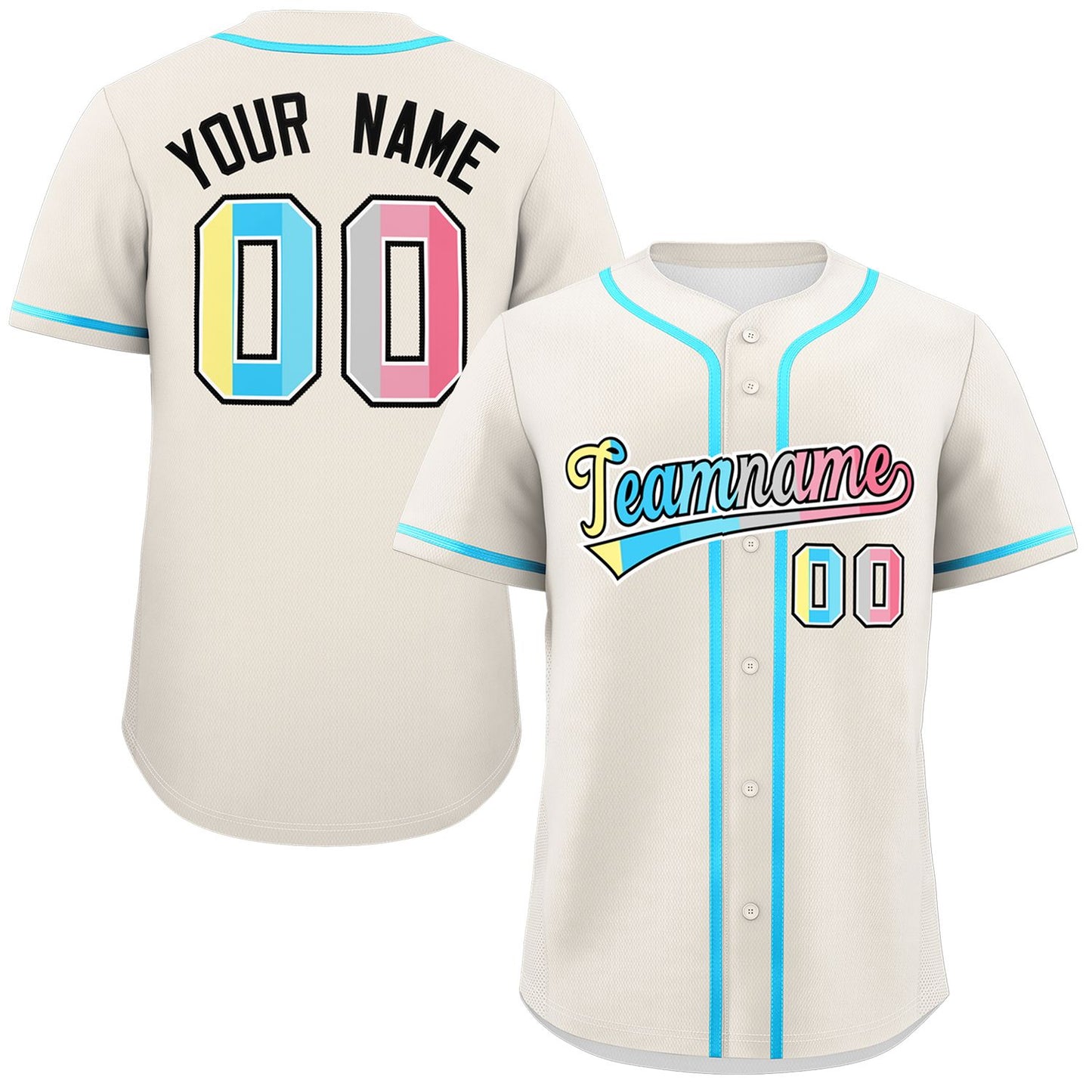 Custom Cream Genderflux For Pride Month Classic Style Authentic Baseball Jersey