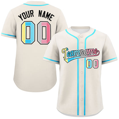 Custom Cream Genderflux For Pride Month Classic Style Authentic Baseball Jersey