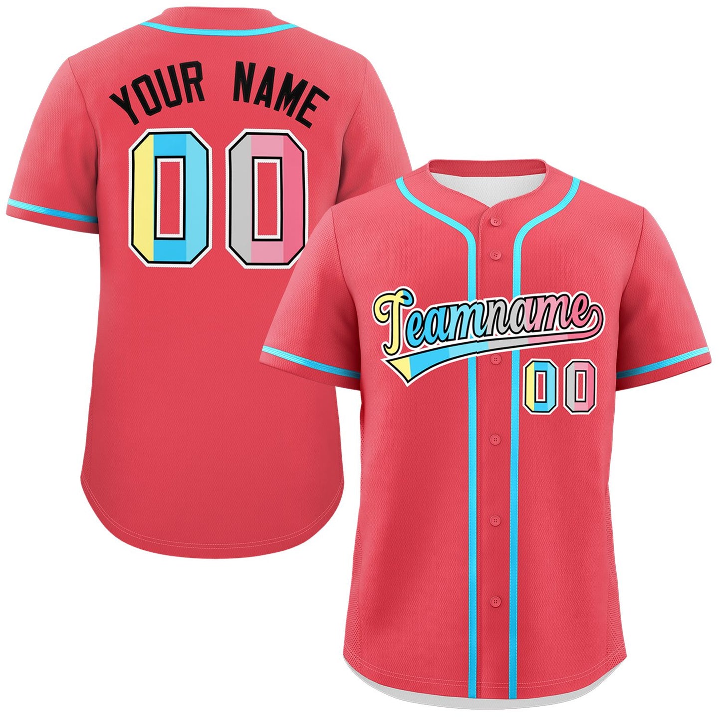 Custom Light Red Genderflux For Pride Month Classic Style Authentic Baseball Jersey