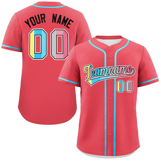 Custom Light Red Genderflux For Pride Month Classic Style Authentic Baseball Jersey