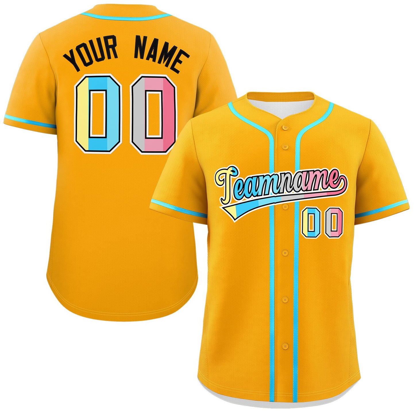 Custom Yellow Genderflux For Pride Month Classic Style Authentic Baseball Jersey