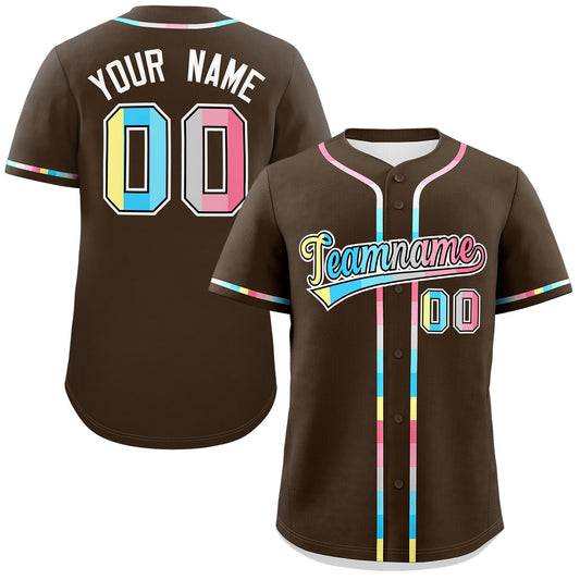 Custom Brown Genderflux For Pride Month Classic Style Authentic Baseball Jersey