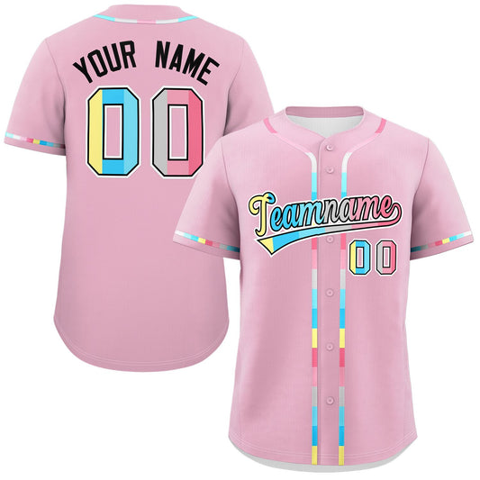 Custom Light Pink Genderflux For Pride Month Classic Style Authentic Baseball Jersey