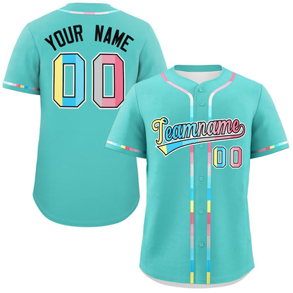 Custom Aqua Genderflux For Pride Month Classic Style Authentic Baseball Jersey