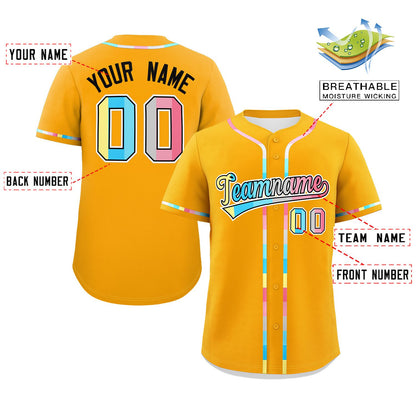 Custom Yellow Genderflux For Pride Month Classic Style Authentic Baseball Jersey