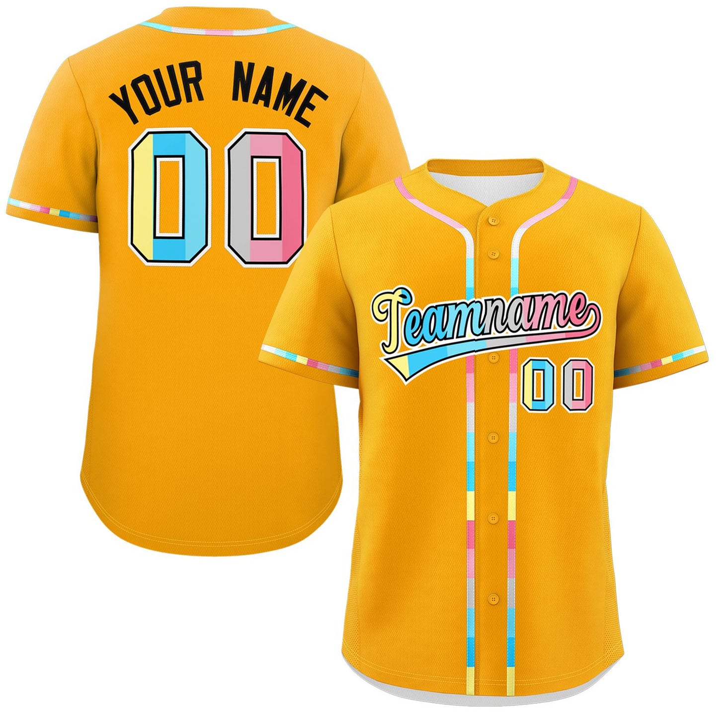 Custom Yellow Genderflux For Pride Month Classic Style Authentic Baseball Jersey