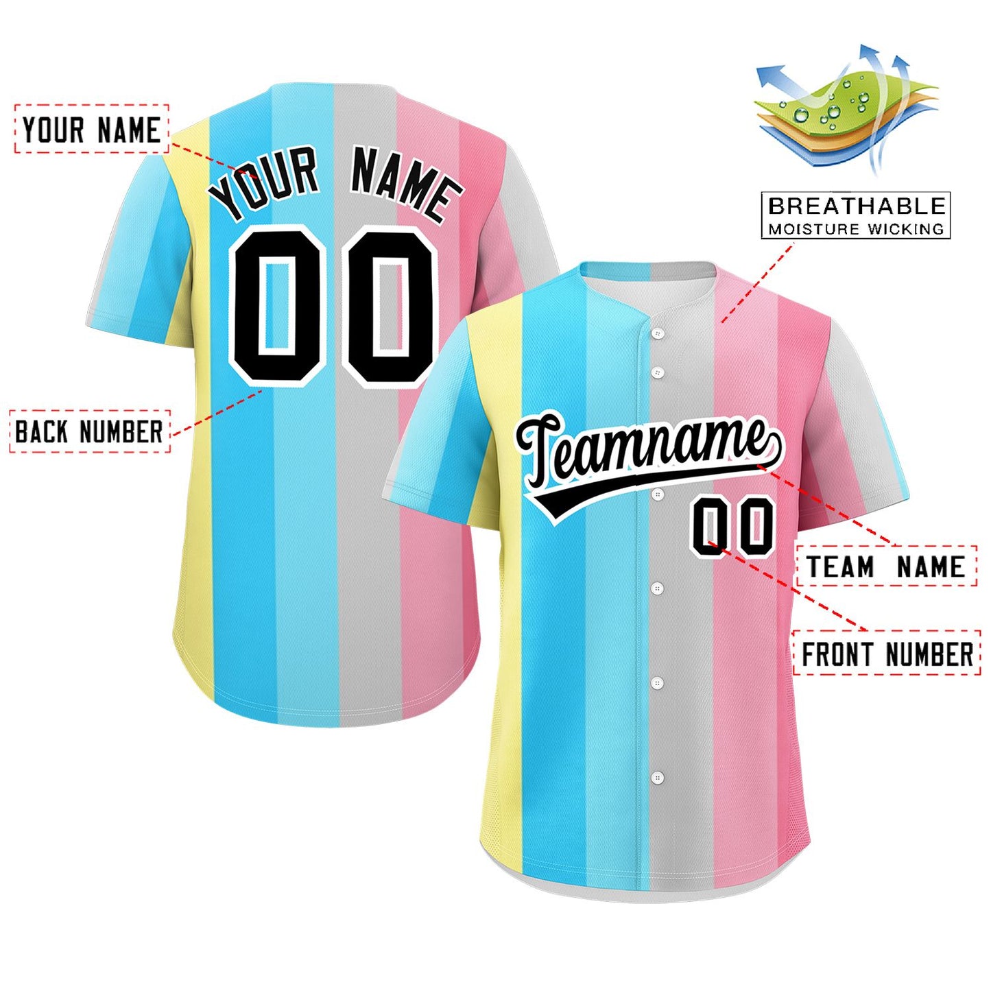 Custom Rainbow Genderflux For Pride Month Color Block Authentic Baseball Jersey