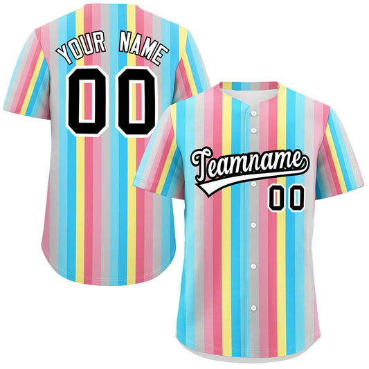 Custom Rainbow Genderflux For Pride Month Color Block Authentic Baseball Jersey