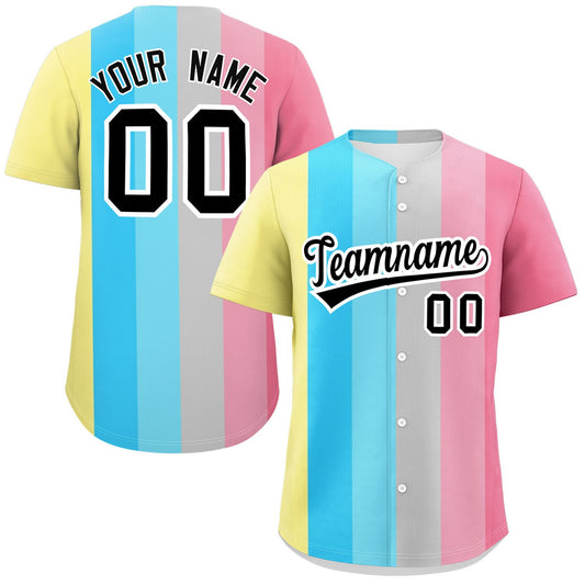 Custom Rainbow Genderflux For Pride Month Color Block Authentic Baseball Jersey