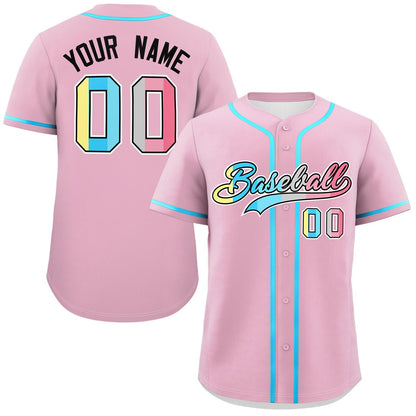 Custom Light Pink Genderflux For Pride Month Classic Style Authentic Baseball Jersey