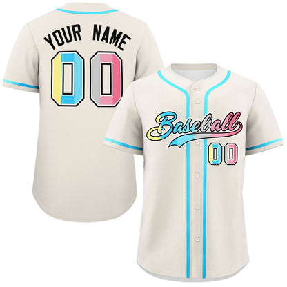 Custom Cream Genderflux For Pride Month Classic Style Authentic Baseball Jersey