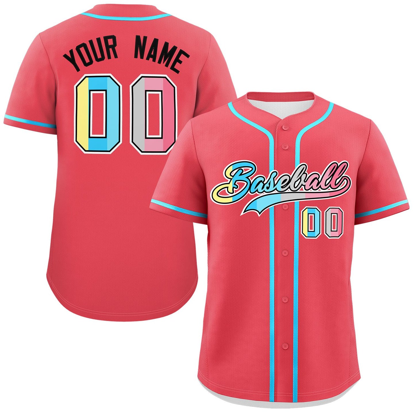 Custom Light Red Genderflux For Pride Month Classic Style Authentic Baseball Jersey