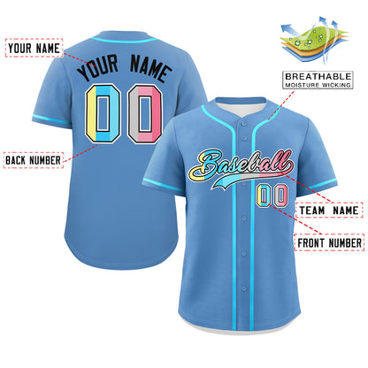 Custom Light Blue Genderflux For Pride Month Classic Style Authentic Baseball Jersey