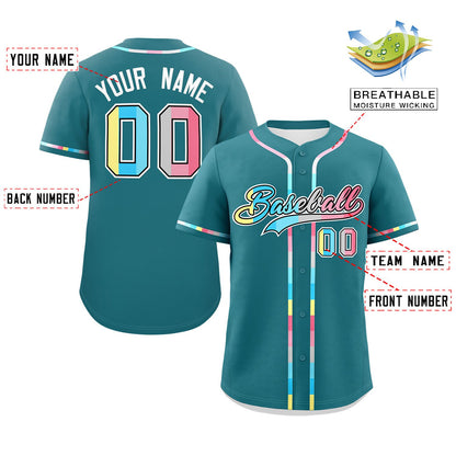 Custom Aqua Genderflux For Pride Month Classic Style Authentic Baseball Jersey