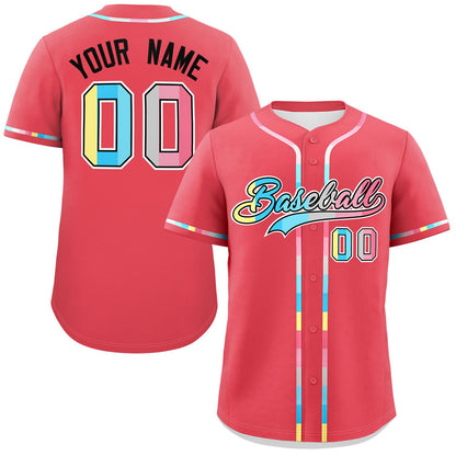 Custom Light Red Genderflux For Pride Month Classic Style Authentic Baseball Jersey