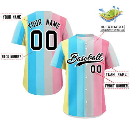 Custom Rainbow Genderflux For Pride Month Color Block Authentic Baseball Jersey