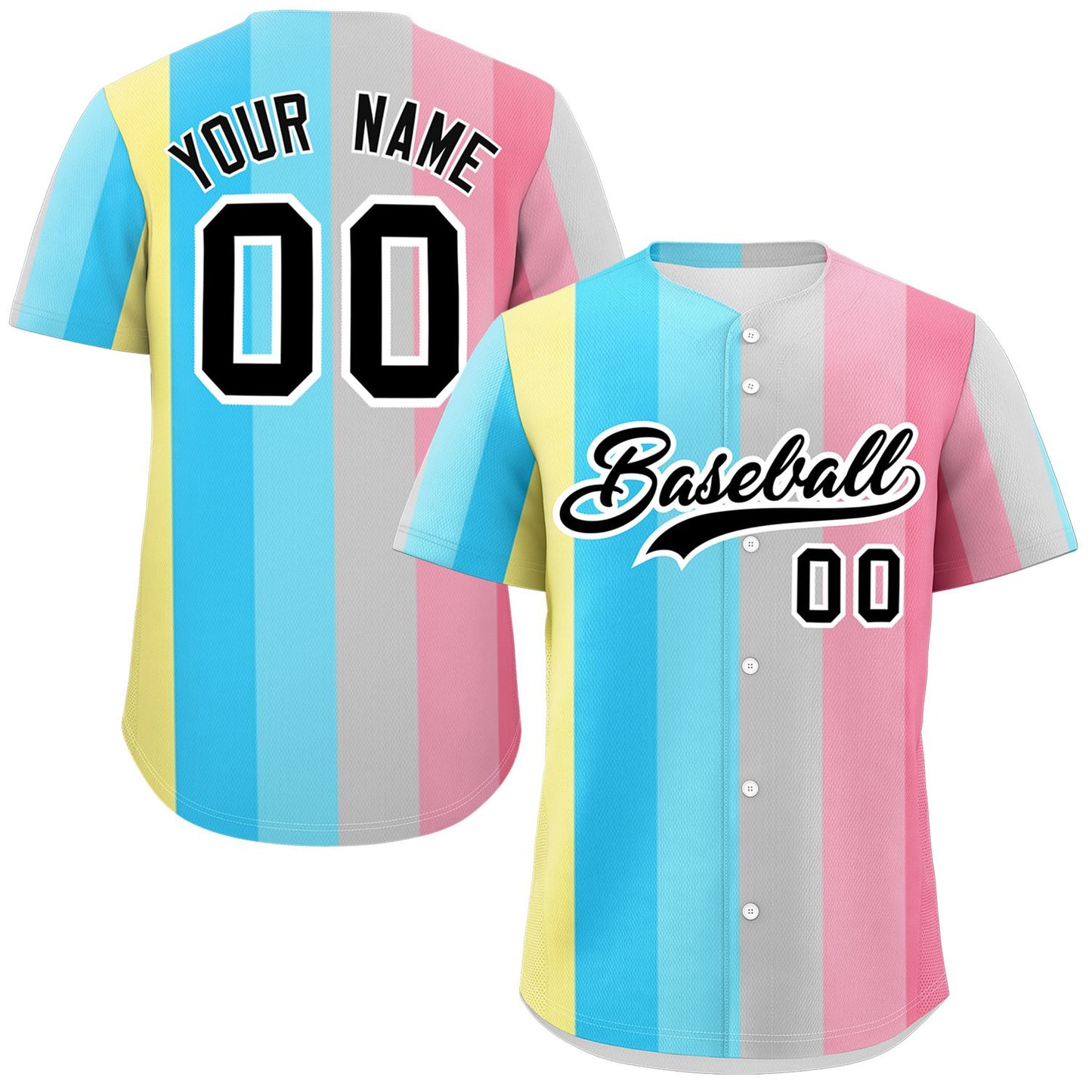 Custom Rainbow Genderflux For Pride Month Color Block Authentic Baseball Jersey