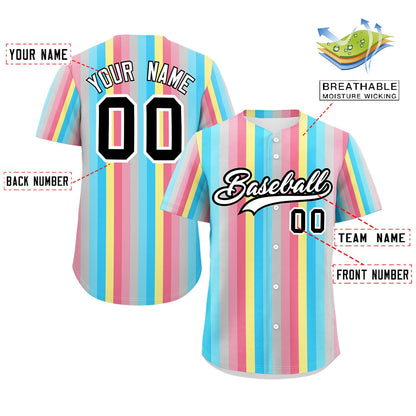 Custom Rainbow Genderflux For Pride Month Color Block Authentic Baseball Jersey