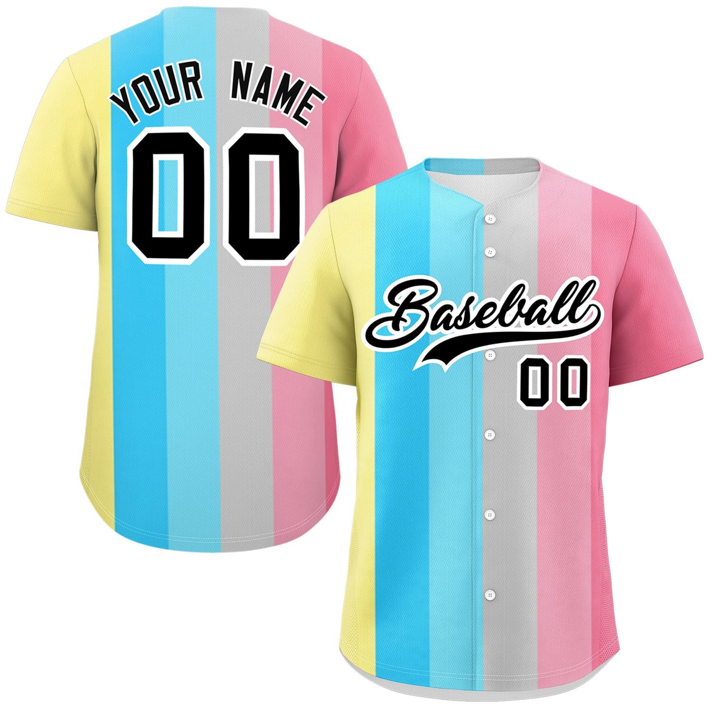 Custom Rainbow Genderflux For Pride Month Color Block Authentic Baseball Jersey