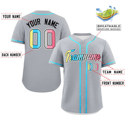 Custom Gray Genderflux For Pride Month Classic Style Authentic Baseball Jersey