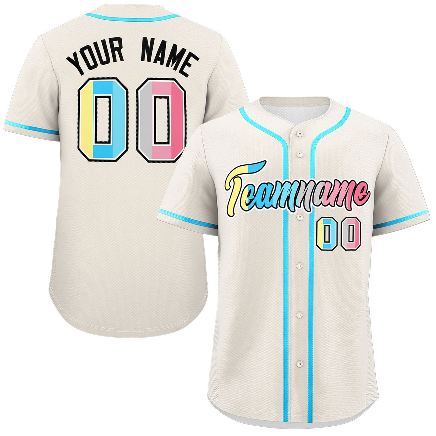 Custom Cream Genderflux For Pride Month Classic Style Authentic Baseball Jersey