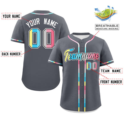 Custom Dark Gray Genderflux For Pride Month Classic Style Authentic Baseball Jersey