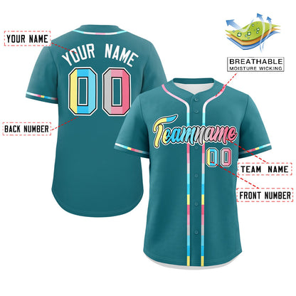 Custom Aqua Genderflux For Pride Month Classic Style Authentic Baseball Jersey