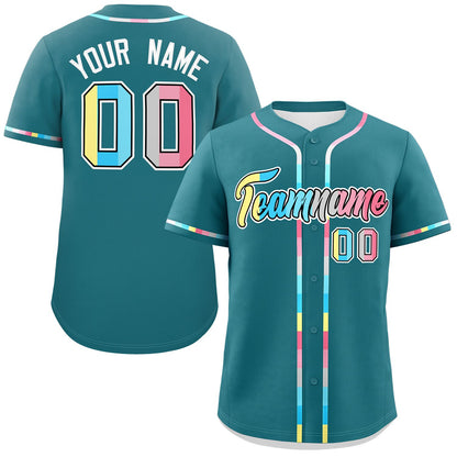 Custom Aqua Genderflux For Pride Month Classic Style Authentic Baseball Jersey