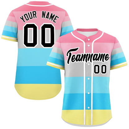 Custom Rainbow Genderflux For Pride Month Color Block Authentic Baseball Jersey