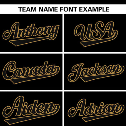 Custom Black Old Gold Personalized Flame Graffiti Pattern Authentic Baseball Jersey