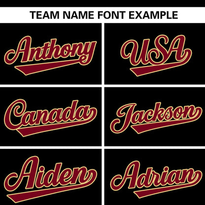 Custom Black Crimson Personalized Flame Graffiti Pattern Authentic Baseball Jersey