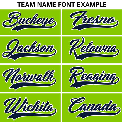 Custom Neon Green Navy Personalized Flame Graffiti Pattern Authentic Baseball Jersey