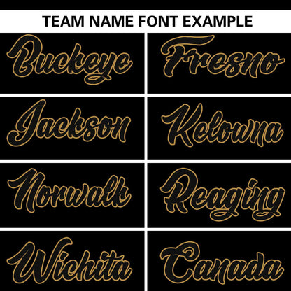 Custom Black Old Gold Personalized Flame Graffiti Pattern Authentic Baseball Jersey